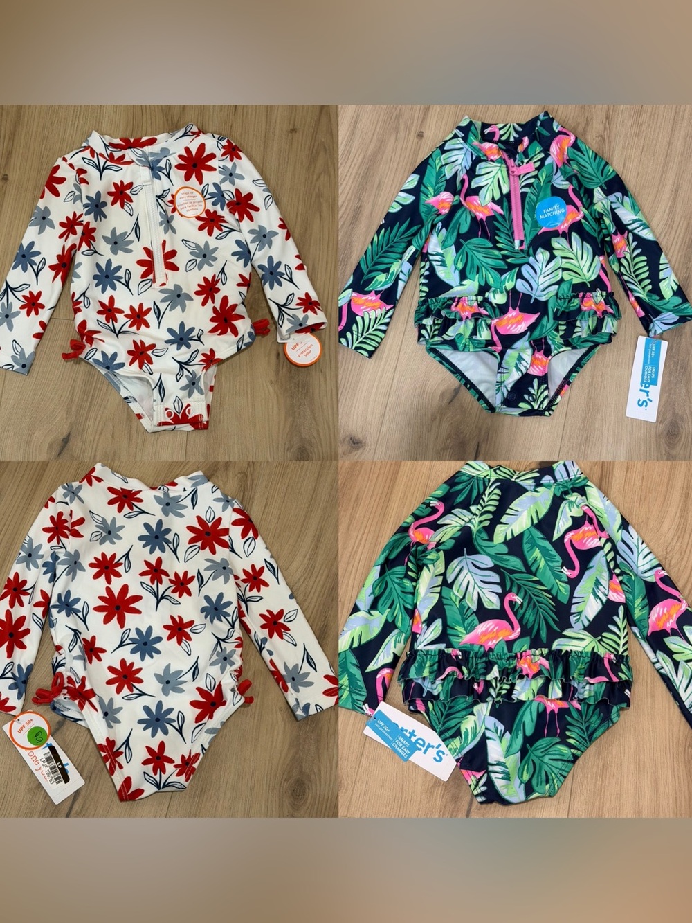 NWT Carter's UPF 50+ Long Sleeve One-Piece Swimsuit Bundle